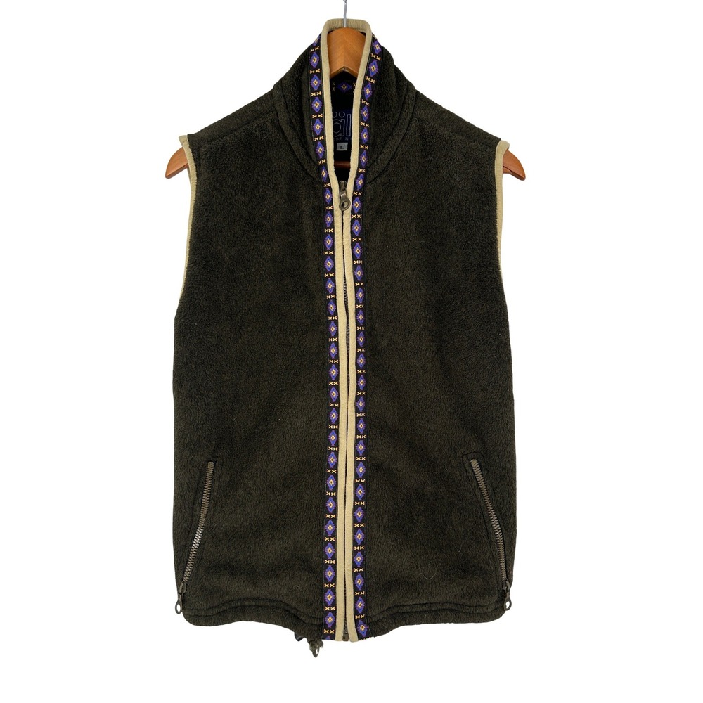 Vintage Alf Kuhl Fleece Vest Embroidered 90s Aztec Large Gorpcore Brown